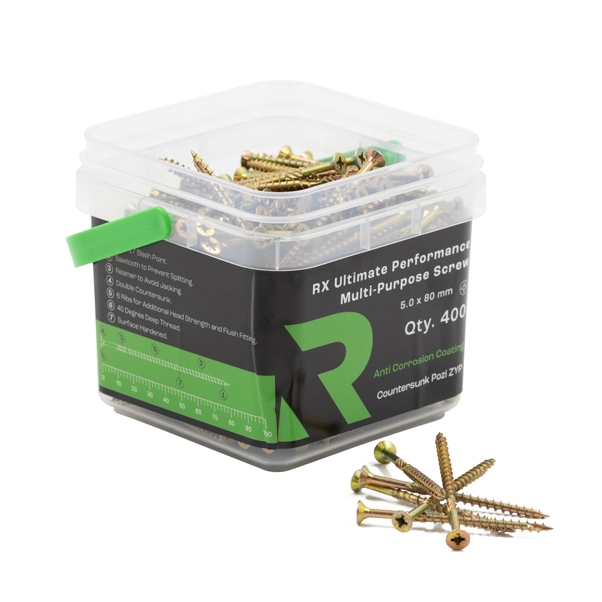 Rikä MPSRX024 5.0 x 80mm RX High Performance CSK Pozi Multi Purpose Screw 400pk