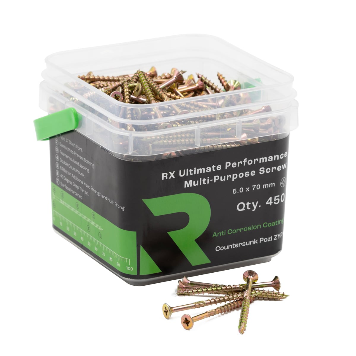 Rikä MPSRX023 5.0 x 70mm RX High Performance CSK Pozi Multi Purpose Screw 450pk