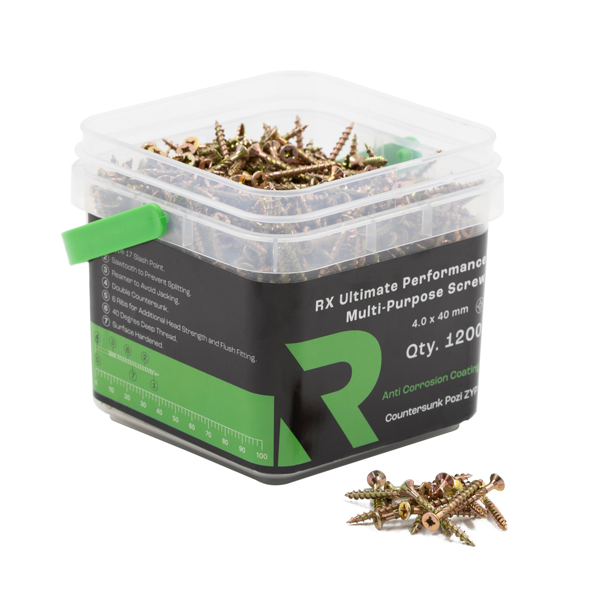 Rikä MPSRX012 4.0 x 40mm RX High Performance CSK Pozi Multi Purpose Screw 1200pk