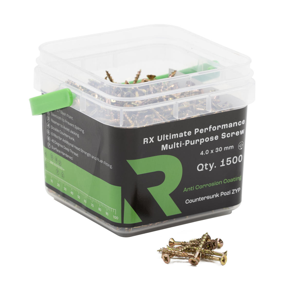 Rikä MPSRX010 4.0 x 30mm RX High Performance CSK Pozi Multi Purpose Screw 1500pk