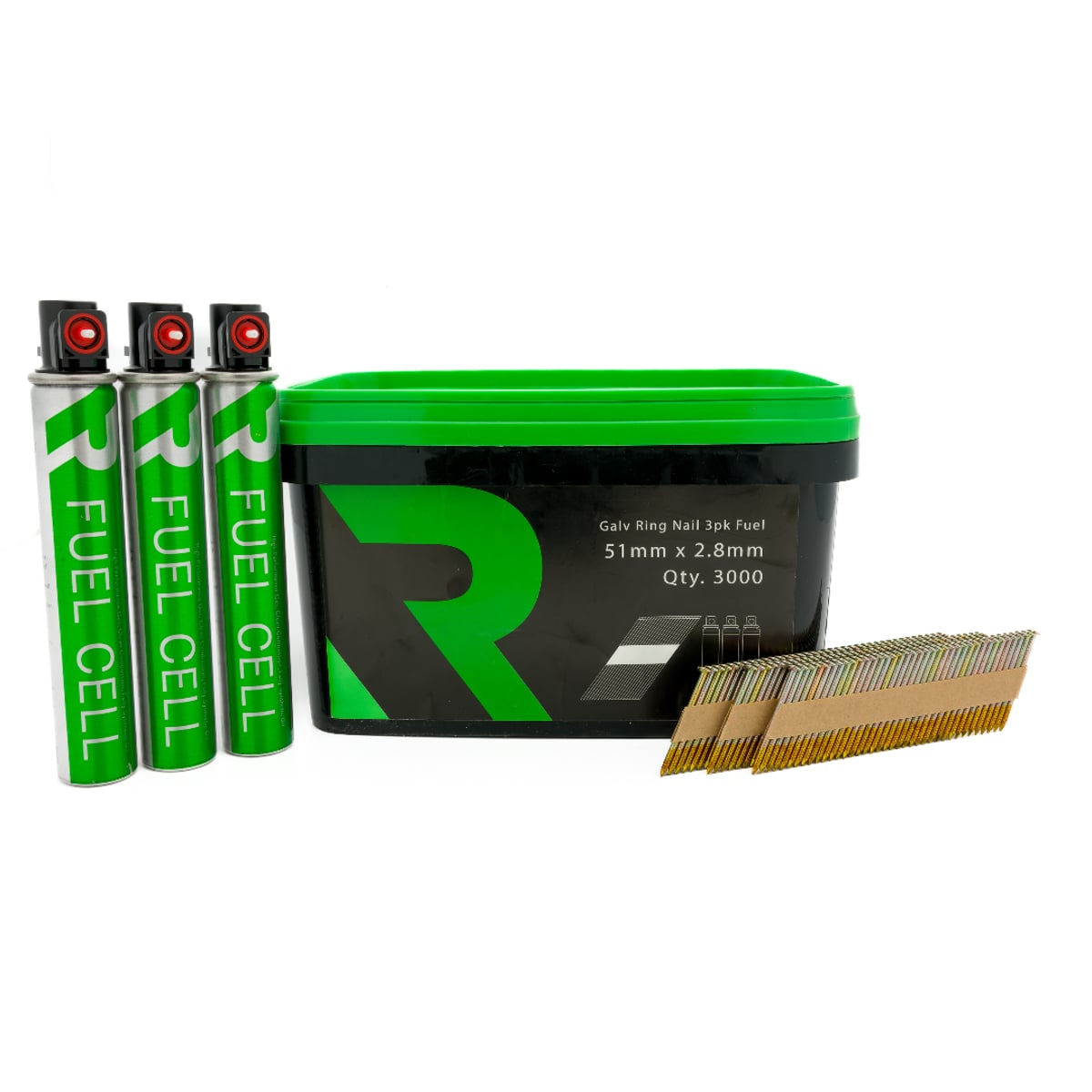 Rikä FFNR002 1st Fix Collated Nails Galv Ring 51 x 2.8mm 3000pk (3pk Fuel Cells)
