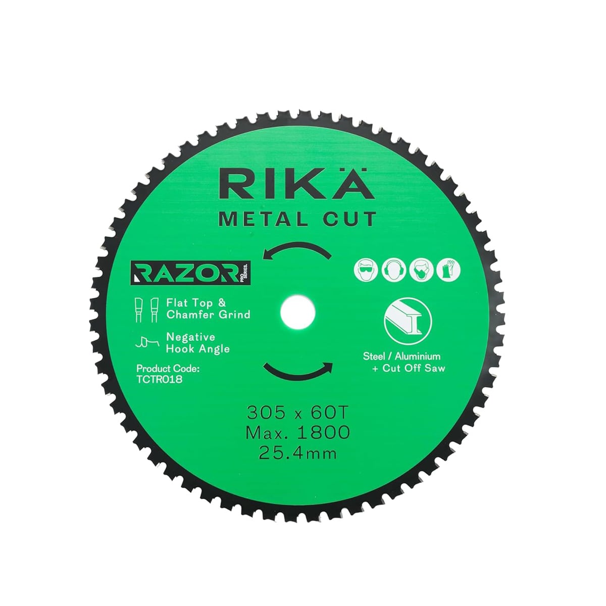 Rikä TCTR018 Razor Pro TCT Cut Off Mild Steel/Ali Saw Blade 305mm x 60T x 25.4mm