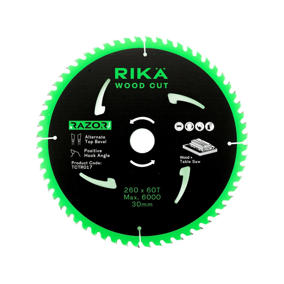 Rikä TCTR017 Razor Pro TCT Table Saw Blade 260mm x 60T x 30mm