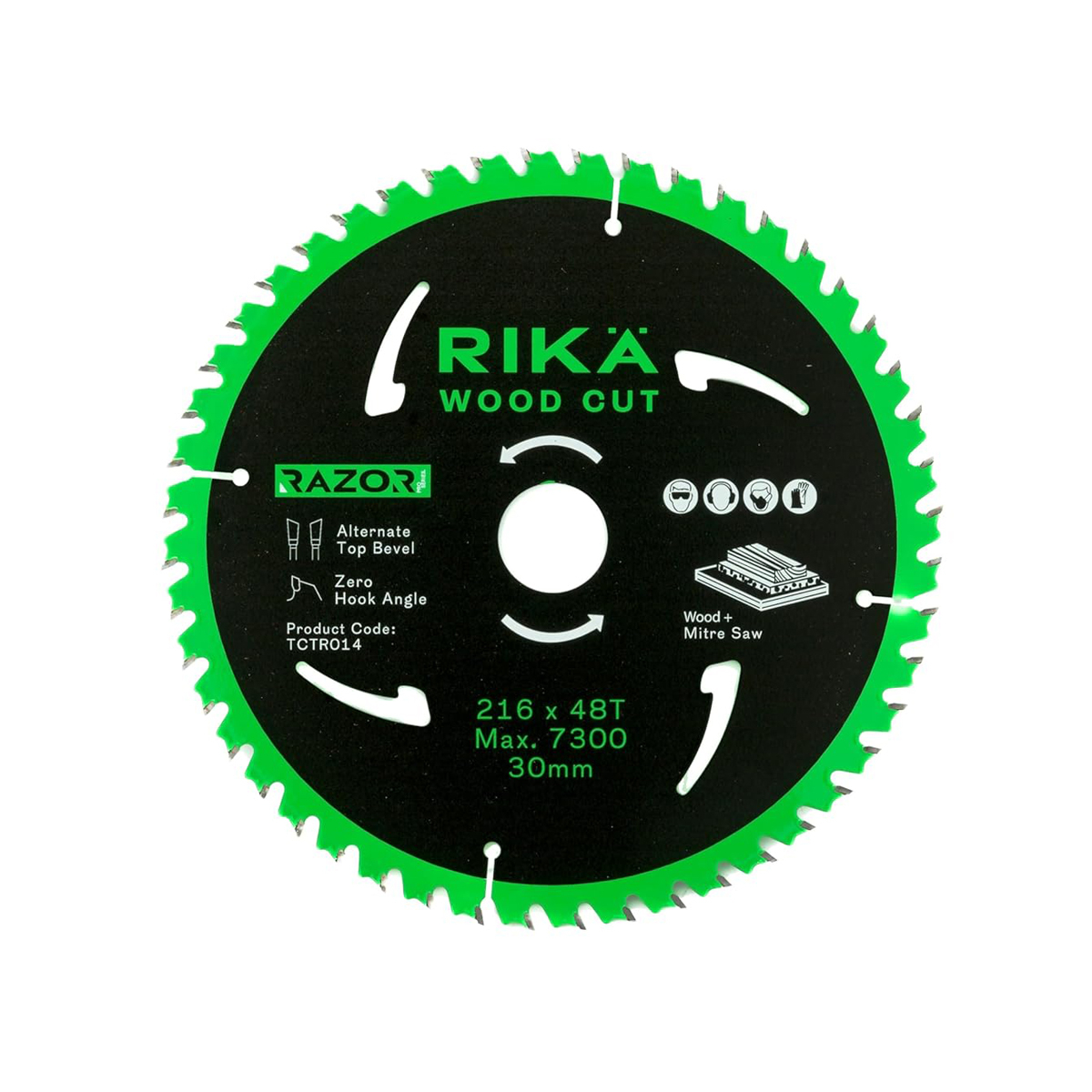 Rikä TCTR014 Razor Pro TCT Mitre Saw Blade 216mm x 48T x 30mm