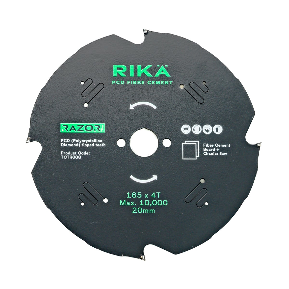 Rikä TCTR008 Razor Pro TCT Fibre Cement PCD Saw Blade 165 x 4T x 20mm