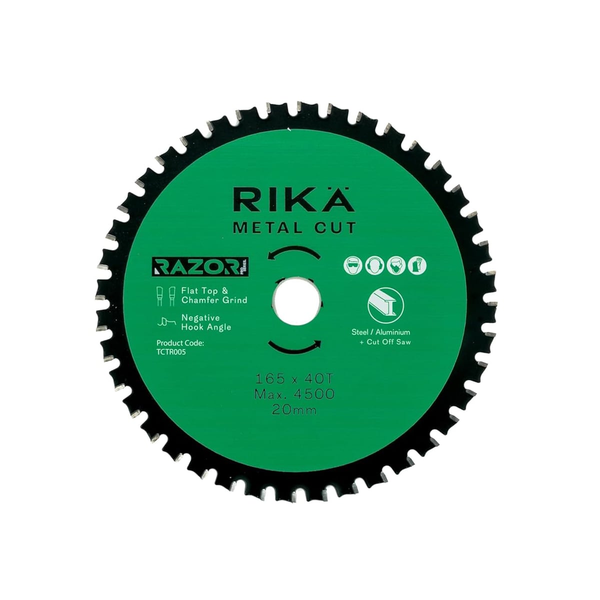 Rikä TCTR005 Razor Pro TCT Mild Steel/Ali Saw Blade 165mm x 40T x 20mm