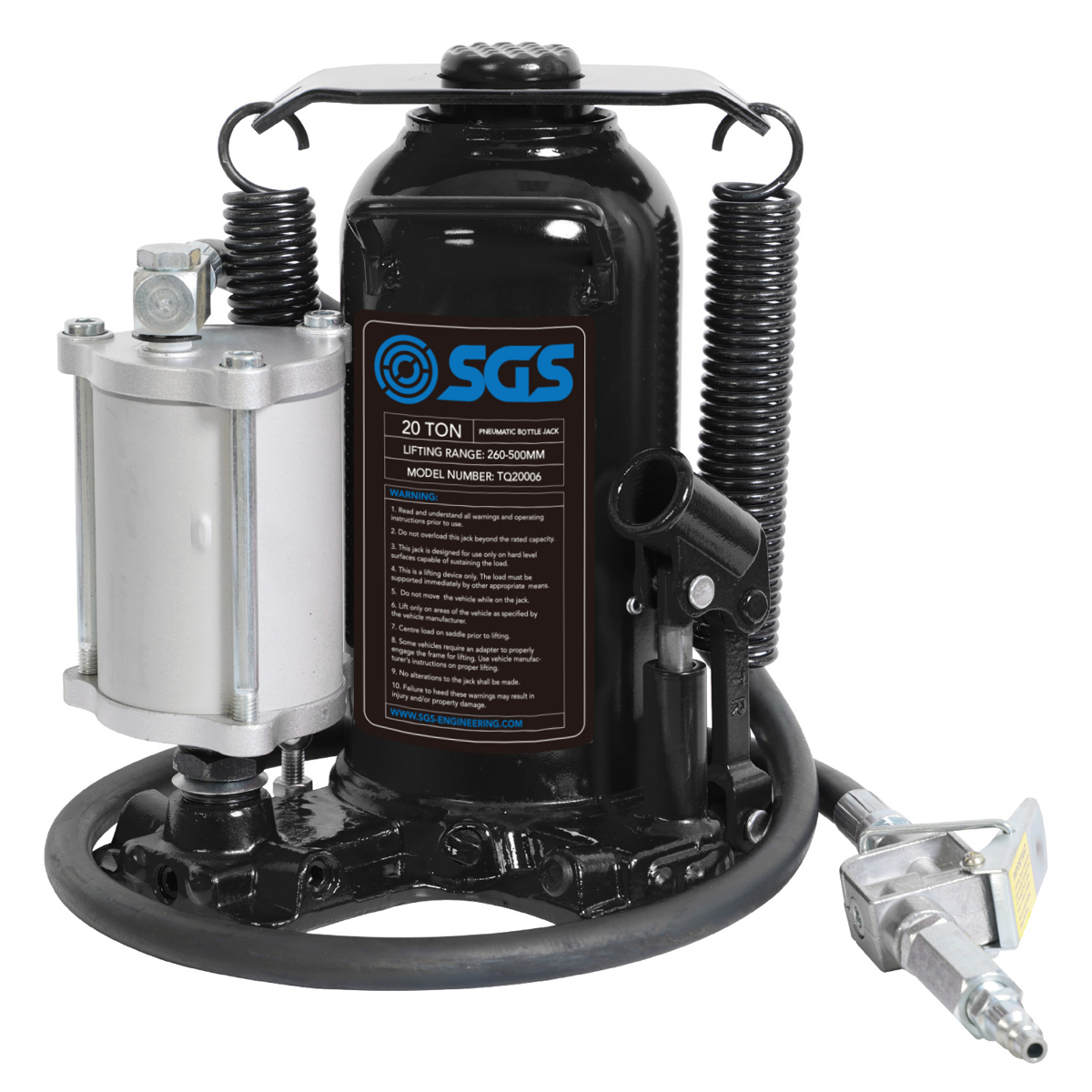 SGS 20T Pneumatic Hydraulic Bottle Jack | 150-200mm Stroke