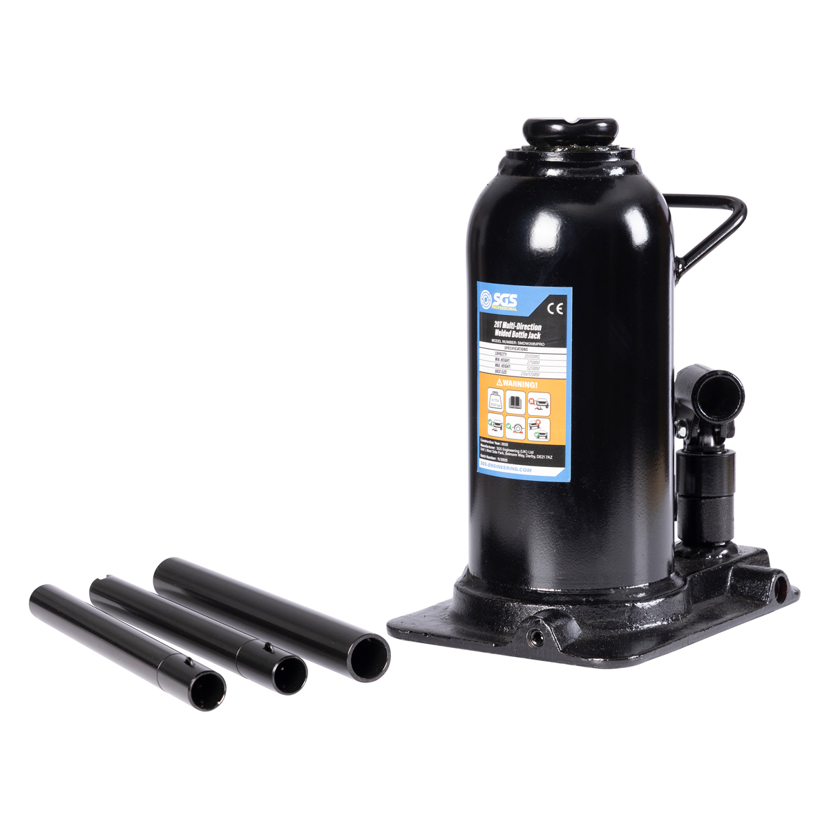 SGS Pro 20T Multi-Direction Welded Bottle Jack | 150-200mm Stroke