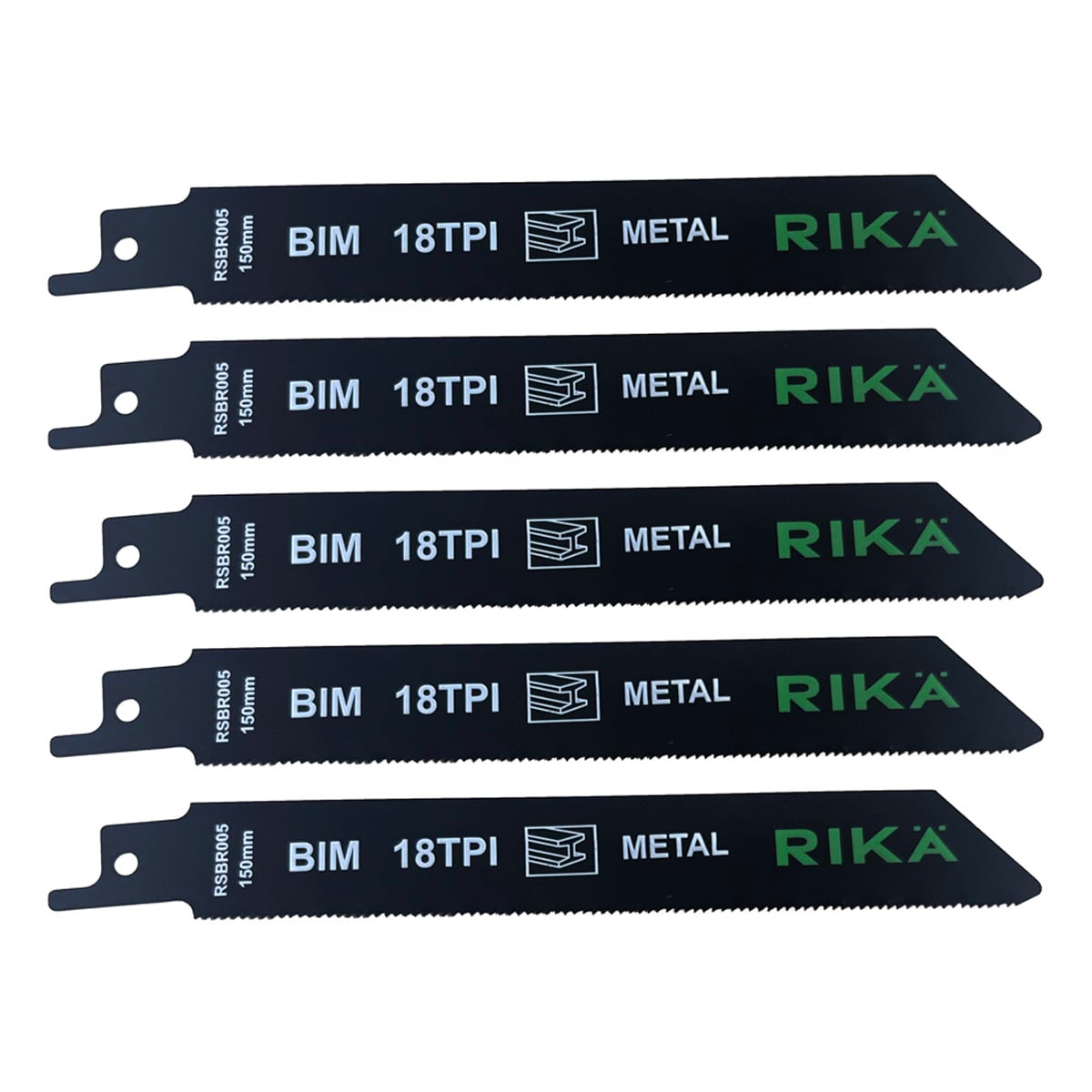 Rikä 150mm 18 TPI Bi-Metal Reciprocating Saw Blades for Metal and Wood with Nails - Pack of 5