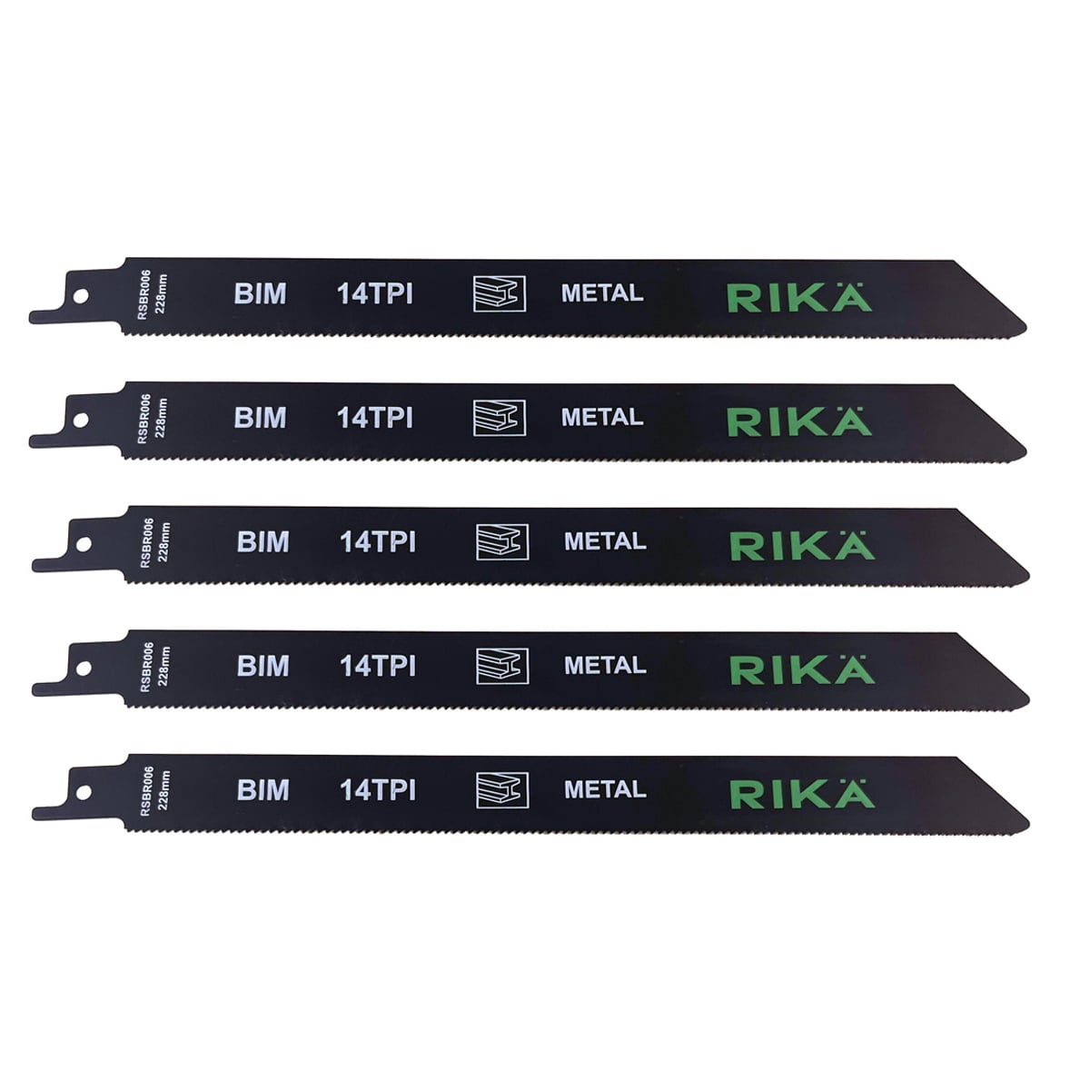 Rikä 228mm 14 TPI Bi-Metal Reciprocating Saw Blades for Metal - Pack of 5