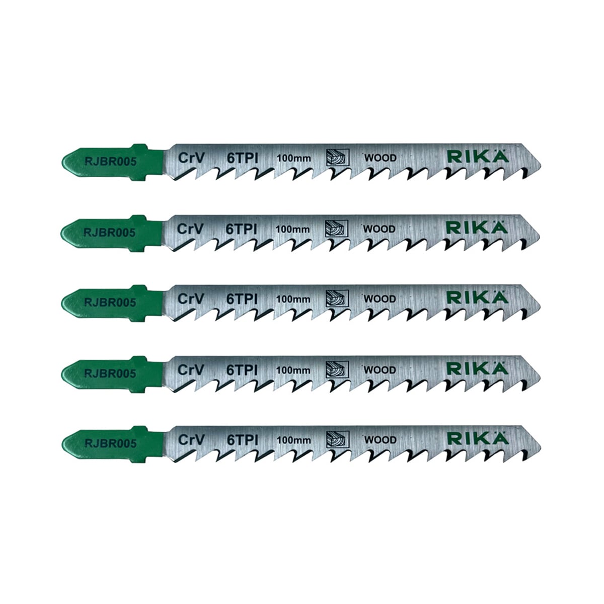 Rikä 100mm 6 TPI 58CRV Fast Cut Softwood Jigsaw Blades - Pack of 5