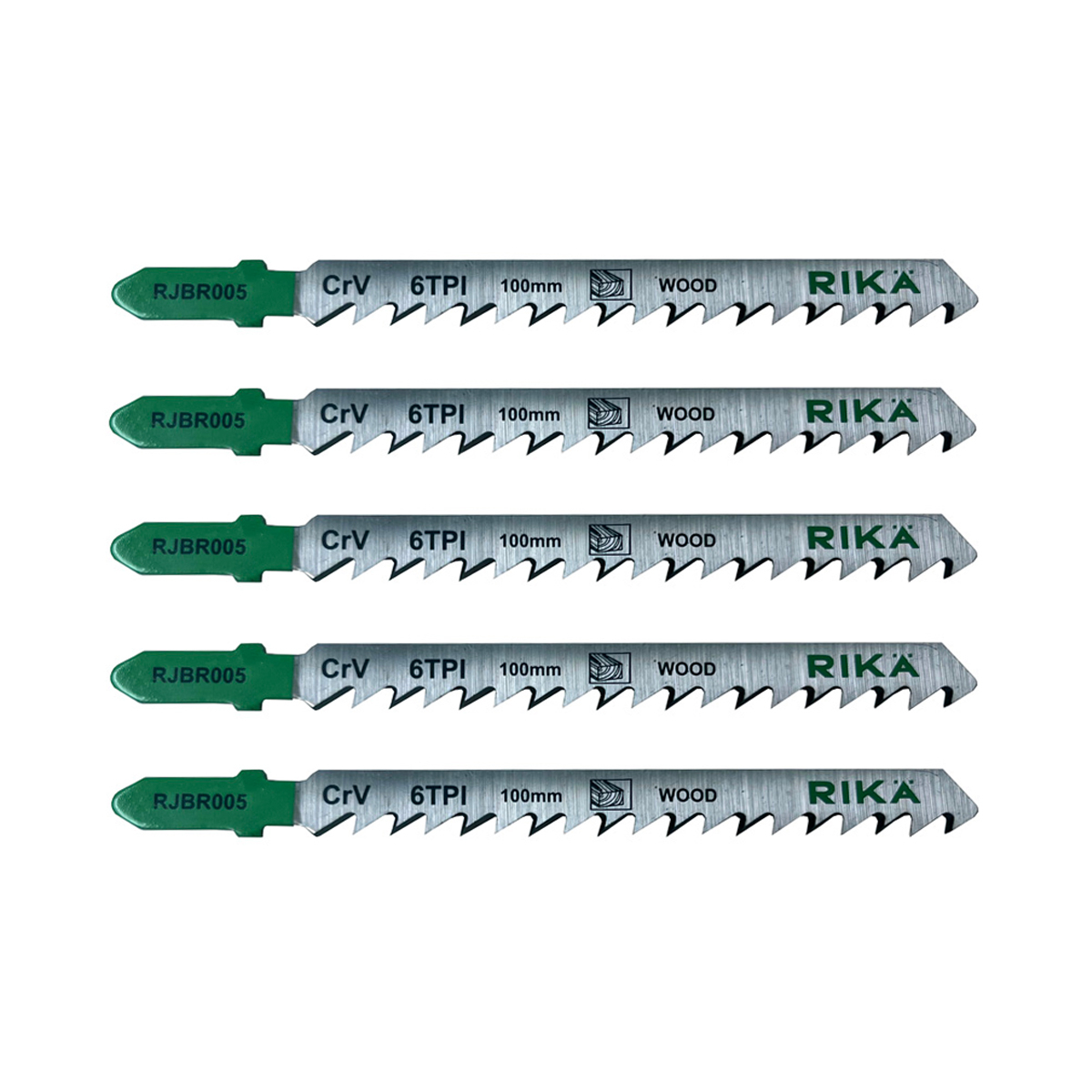Rikä 100mm 6 TPI 58CRV Fast Cut Softwood Jigsaw Blades - Pack of 5