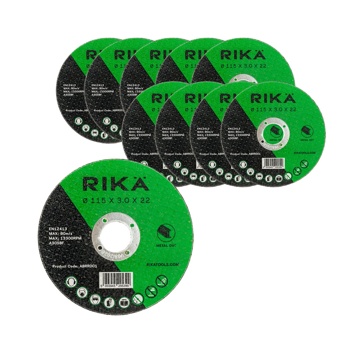 Rikä ABRR001 Metal Cutting Disc 115 x 3.0 x 22mm 10pcs