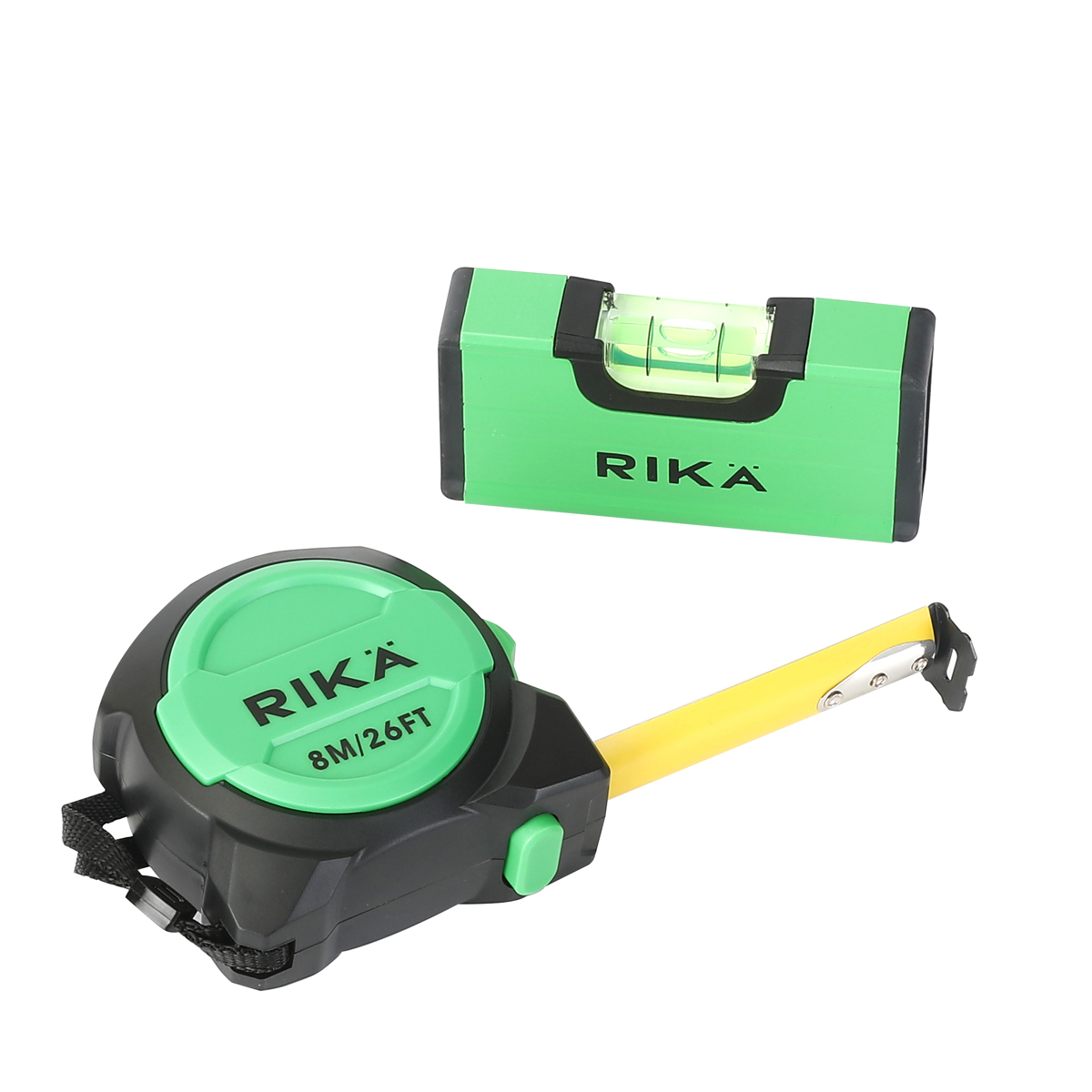 Rikä 2-Piece 8m Tape Measure and Mini Box Level Set