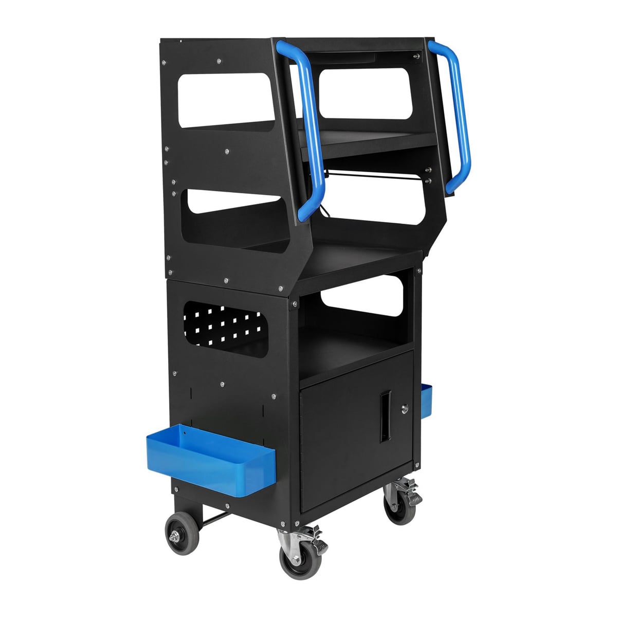 SGS Heavy Duty Janitorial Trolley Cart with Lockable Cabinet | 150kg Capacity Workshop & Commercial Cleaning Trolley