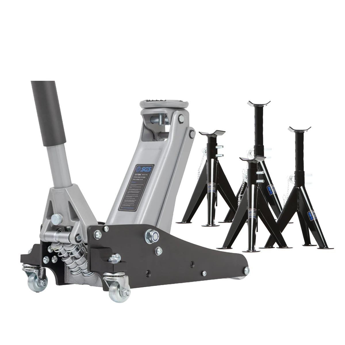 SGS 1.5 Tonne Aluminium Trolley Jack | 4x 1.5 Tonne Axle Stands