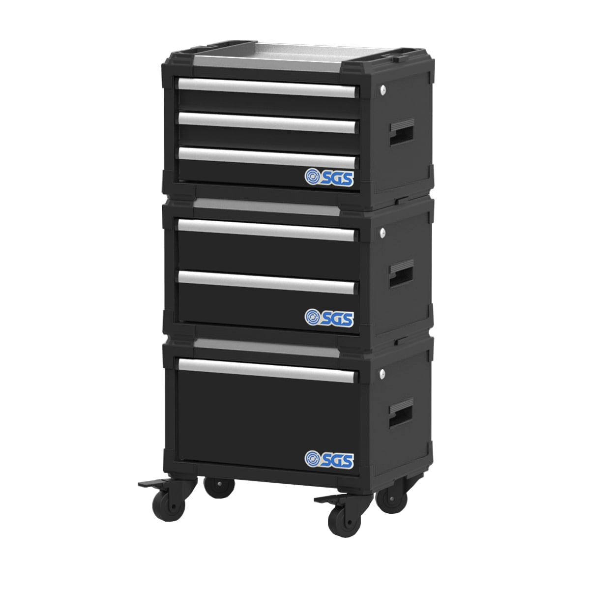 Stackable Tool Storage Modular System Diagram SGS Modular Rolling Tool Box and Organiser System | 3 Piece | Stackable ...