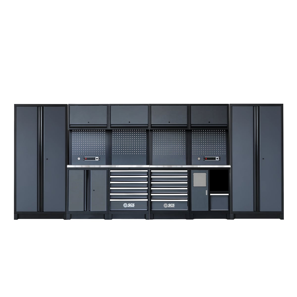 Heavy Duty Garage Storage System | Powerstrip | Bin Unit | Cabinet | Dual Tall Double Cabinets