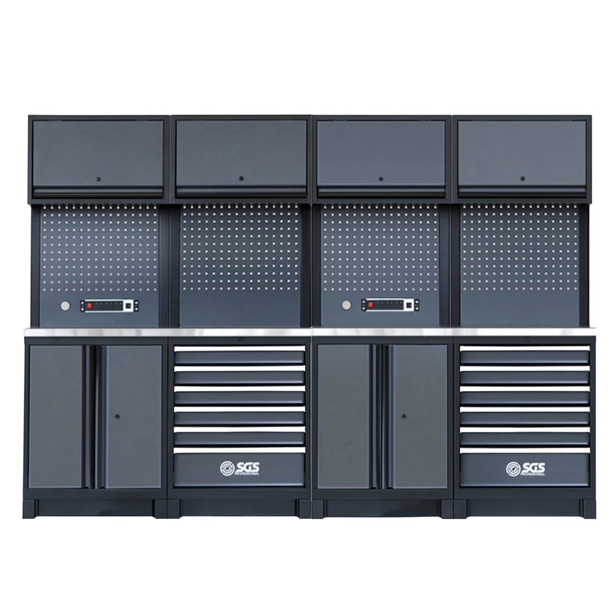Heavy Duty Garage Storage System | Dual Powerstrip Cabinets