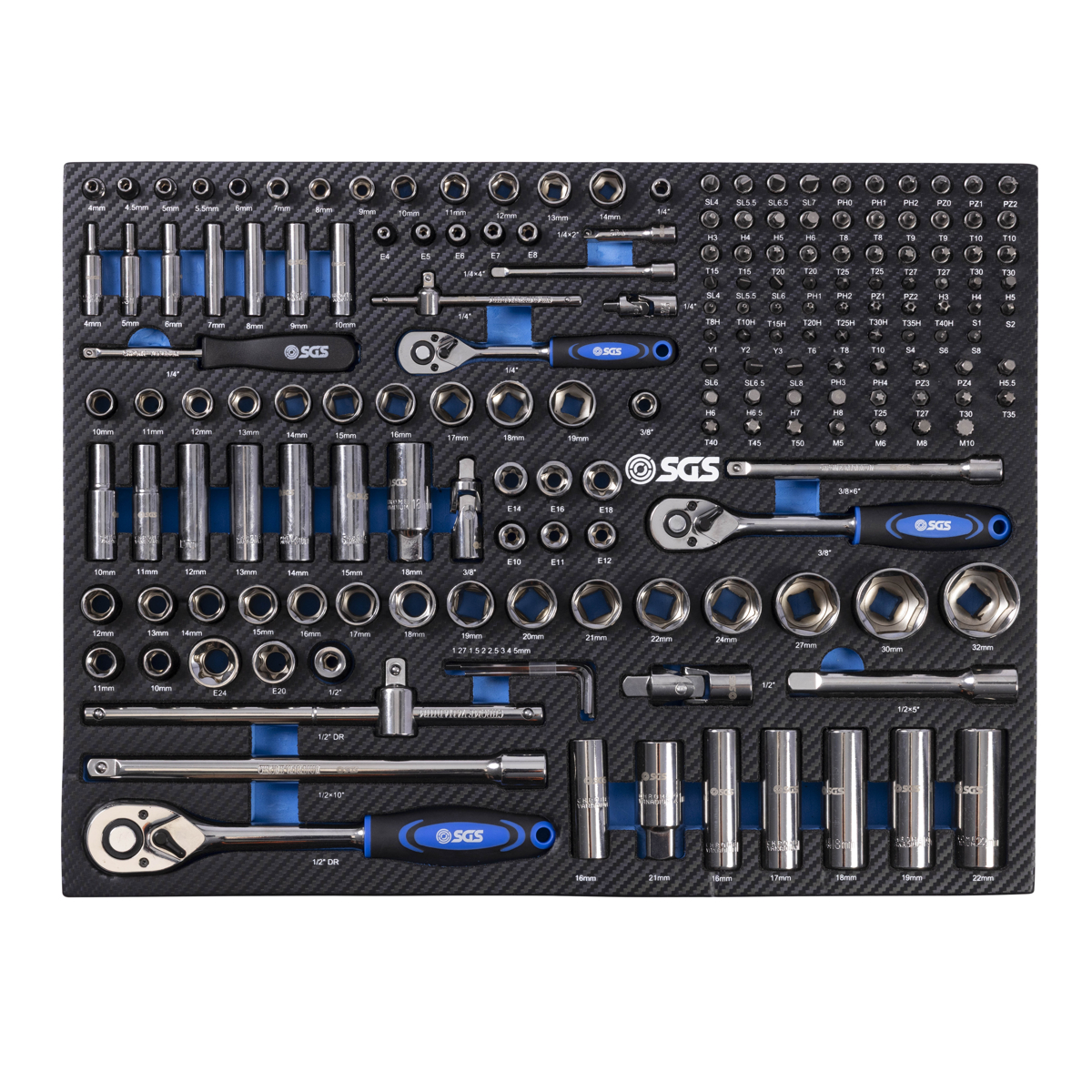 Utility Insert Drawer Box SGS Socket, Spanner & Impact Socket Set Bundle | 218pc | Foam Drawer ...
